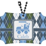 Blue Argyle Rear View Mirror Ornament (Personalized)