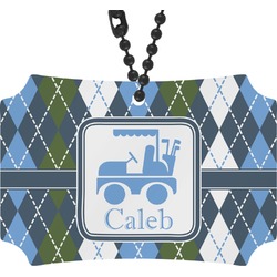 Blue Argyle Rear View Mirror Ornament (Personalized)