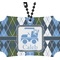 Blue Argyle Rear View Mirror Ornament (Personalized)