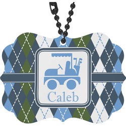 Blue Argyle Rear View Mirror Charm (Personalized)