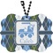 Blue Argyle Rear View Mirror Decor (Personalized)