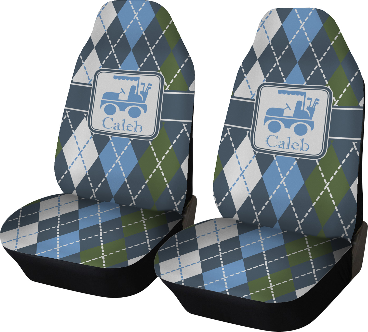 Blue Argyle Car Seat Covers (Set of Two) (Personalized) YouCustomizeIt