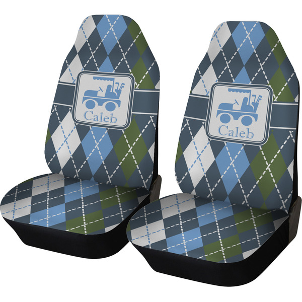 Custom Blue Argyle Car Seat Covers (Set of Two) (Personalized)