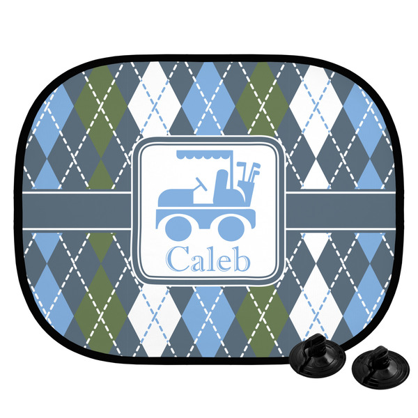 Custom Blue Argyle Car Side Window Sun Shade (Personalized)