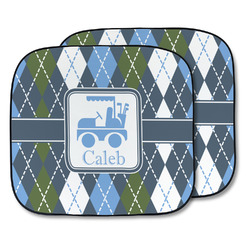 Blue Argyle Car Sun Shade - Two Piece (Personalized)