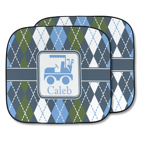 Custom Blue Argyle Car Sun Shade - Two Piece (Personalized)