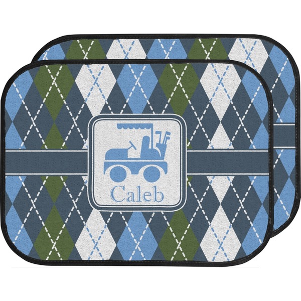 Custom Blue Argyle Car Floor Mats (Back Seat) (Personalized)