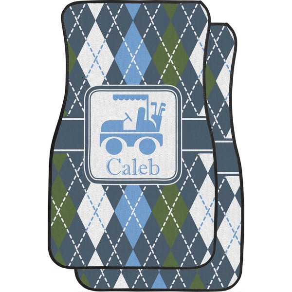 Blue Argyle Custom Car Floor Mats Set (2Front & 2Back)