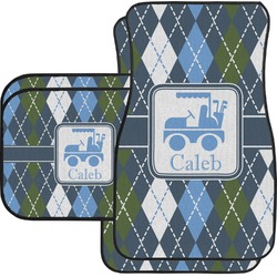 Blue Argyle Car Floor Mats Set - 2 Front & 2 Back (Personalized)