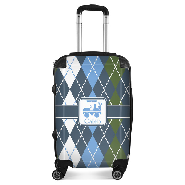 Custom Blue Argyle Suitcase - 20" Carry On (Personalized)