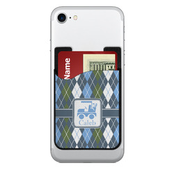 Blue Argyle 2-in-1 Cell Phone Credit Card Holder & Screen Cleaner (Personalized)