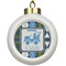 Blue Argyle Ceramic Ball Ornament (Personalized)