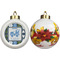 Blue Argyle Ceramic Christmas Ornament - Poinsettias (APPROVAL)