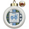 Blue Argyle Ceramic Ball Ornaments - Poinsettia Garland (Personalized)