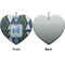 Blue Argyle Ceramic Flat Ornament - Heart Front & Back (APPROVAL)