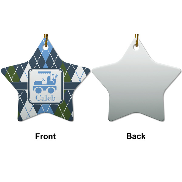 Blue Argyle Ceramic Flat Ornament - Star Front & Back (APPROVAL)
