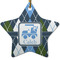Blue Argyle Ceramic Flat Ornament - Star (Front)