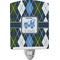 Blue Argyle Ceramic Night Light w/ Name or Text