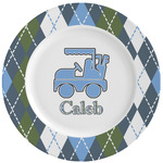 Blue Argyle Ceramic Dinner Plates (Set of 4) (Personalized)