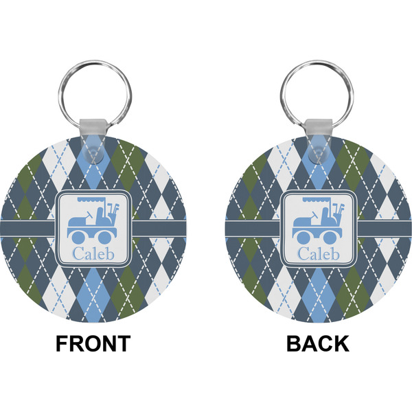 Blue Argyle Circle Keychain (Front + Back)