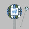 Blue Argyle Clear Plastic 7" Stir Stick - Round - Closeup