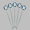 Blue Argyle Clear Plastic 7" Stir Stick - Round - Fan View