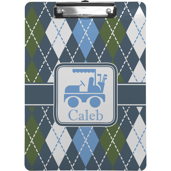 Custom Blue Argyle Clipboard (Letter Size) w/ Name or Text