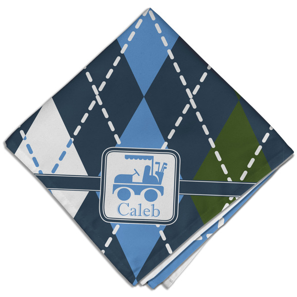 Custom Blue Argyle Cloth Dinner Napkin - Single w/ Name or Text