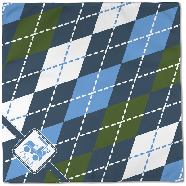 Blue Argyle Cloth Napkins - Personalized Dinner (Full Open)