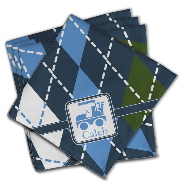 Blue Argyle Cloth Napkins - Personalized Dinner (PARENT MAIN Set of 4)