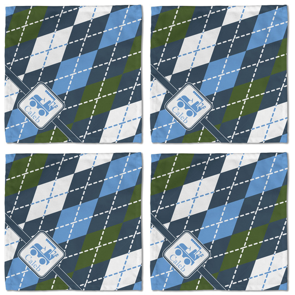 Blue Argyle Cloth Napkins - Personalized Lunch (APPROVAL) Set of 4