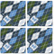 Blue Argyle Cloth Napkins - Personalized Lunch (APPROVAL) Set of 4