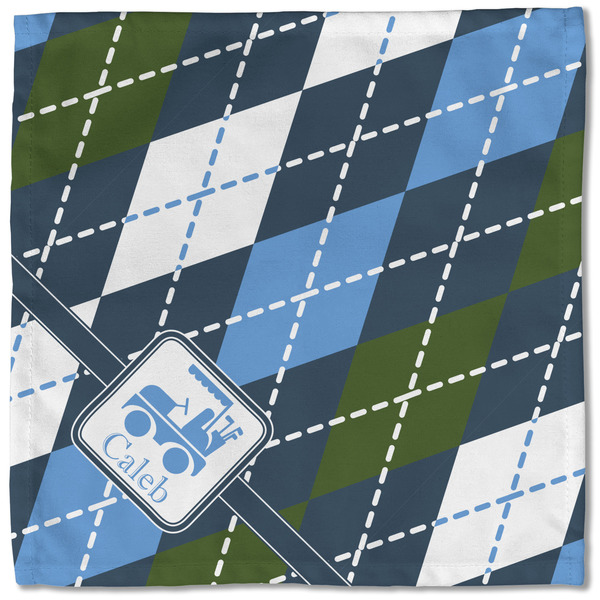 Blue Argyle Cloth Napkins - Personalized Lunch (Single Full Open)