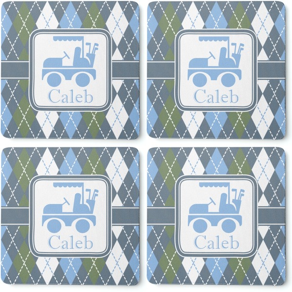 Blue Argyle Coaster Rubber Back - Apvl