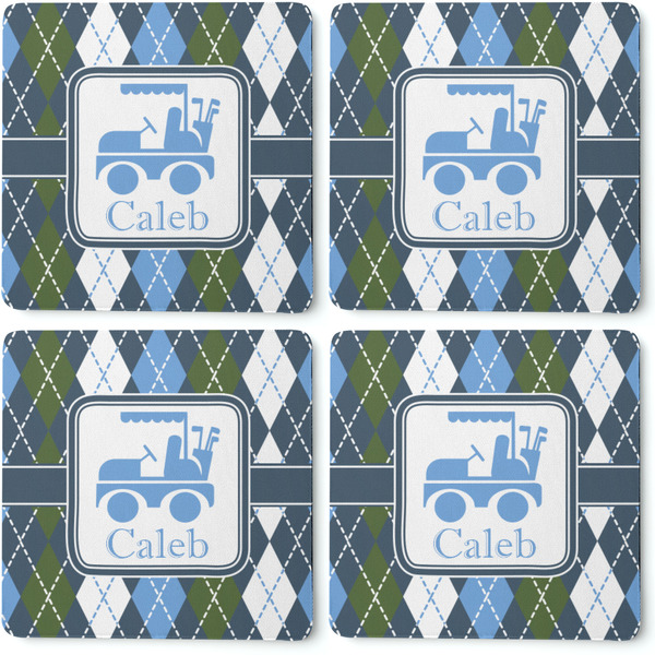 Blue Argyle Coaster Rubber Back - Apvl
