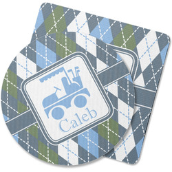 Blue Argyle Rubber Backed Coaster (Personalized)