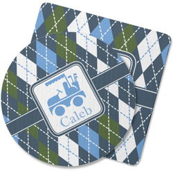 Blue Argyle Rubber Backed Coaster (Personalized)