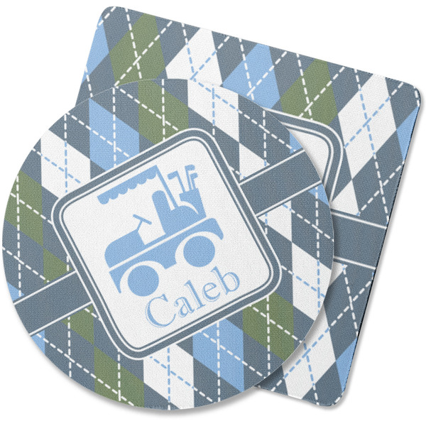 Custom Blue Argyle Rubber Backed Coaster (Personalized)