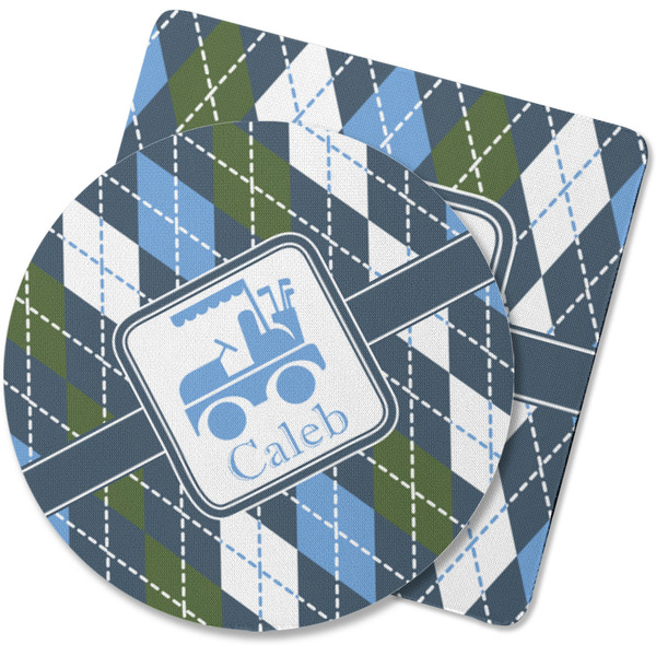 Custom Blue Argyle Rubber Backed Coaster (Personalized)