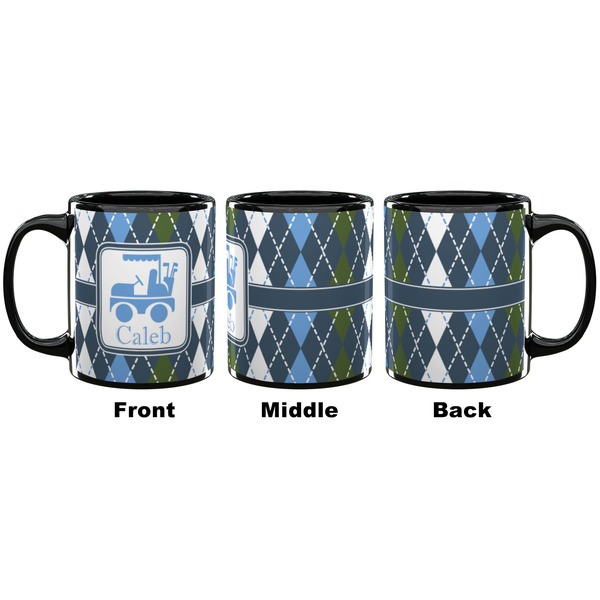 Blue Argyle Coffee Mug - 11 oz - Black APPROVAL