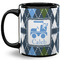 Blue Argyle 11 Oz Coffee Mug - Black (Personalized)
