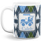 Blue Argyle Coffee Mug - 11 oz - Full- White