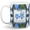 Blue Argyle 11 Oz Coffee Mug - White (Personalized)