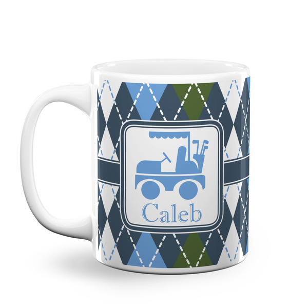 Custom Blue Argyle Coffee Mug (Personalized)