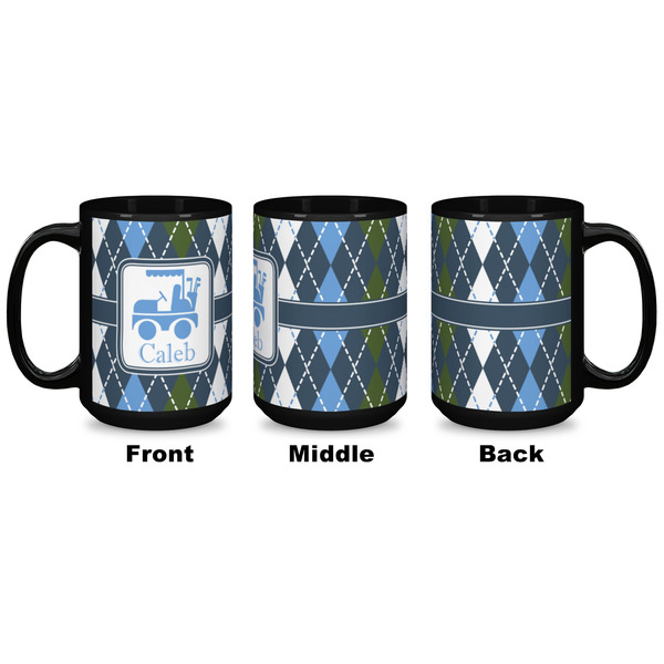 Blue Argyle Coffee Mug - 15 oz - Black APPROVAL
