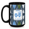 Blue Argyle Coffee Mug - 15 oz - Black