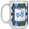 Blue Argyle 15 Oz Coffee Mug - White (Personalized)