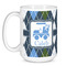 Blue Argyle Coffee Mug - 15 oz - White