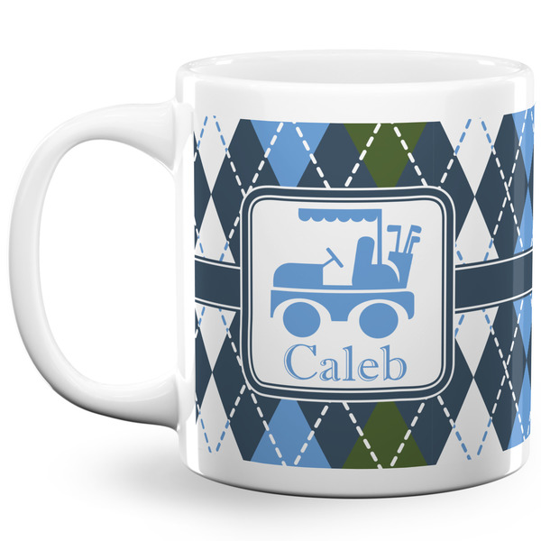 Blue Argyle Coffee Mug - 20 oz - White