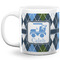 Blue Argyle Coffee Mug - 20 oz - White